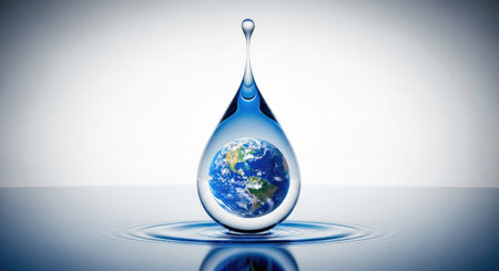 An image representing World Water Day, featuring a water droplet with Earth inside, symbolizing...