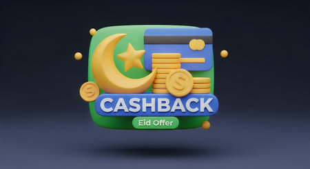 Illustration of a cash back concept on dark background with clipping pathの写真素材