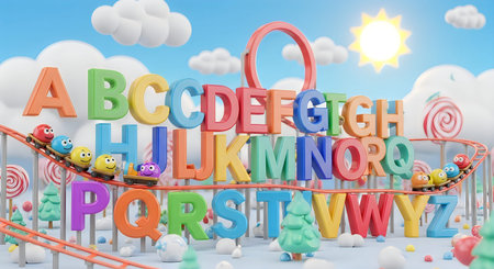 A 3d illustration of a children's theme park theme park.の写真素材