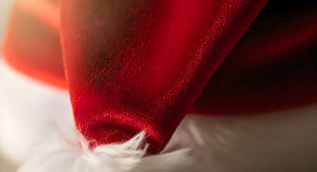 The image shows a detailed view of a red fabric with a smooth texture, folded and placed on a white...