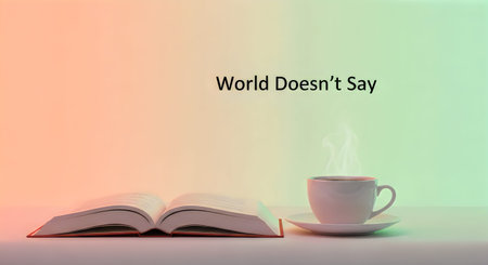 A serene scene with an open book and a cup of tea on a table, symbolizing World Book Day