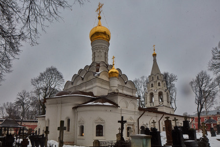 Moscow - 03 February 2017: Donskoy monastery and cemetery in Moscow