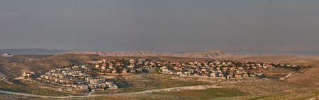Maale Adumim - 10 February 2017: Maale Adumim settlement, aerial view, panoramaのeditorial素材