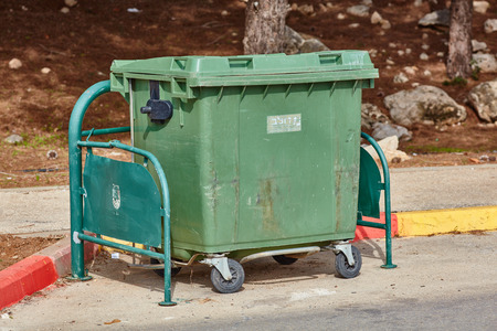 Ariel - 03 January 2017: Garbage cans on the street in Ariel, Israelのeditorial素材