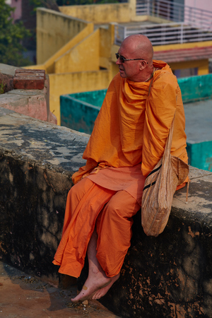 Vrindavan, 22 October 2016: Russian Hare Krishna monk, in Vrindavan, UPのeditorial素材