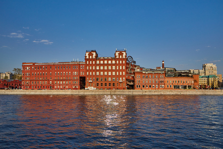 Moscow - 10.04.2017: Red october factory at the Moscow riverのeditorial素材