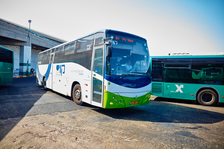 Tel Aviv - 20.04.2017: Egged buses park at the central bus station of Tel Avivのeditorial素材