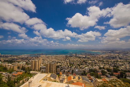 Haifa industrial port aerial viewのeditorial素材