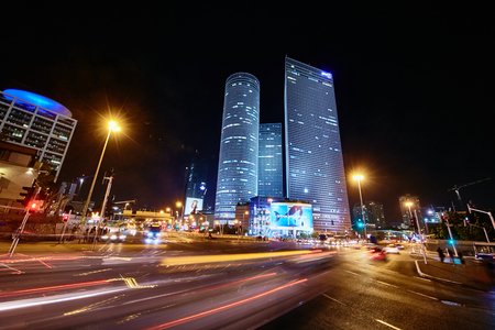 Tel aviv - 22.05.2017: Azrieli center and  transportation hi-way  night viewのeditorial素材