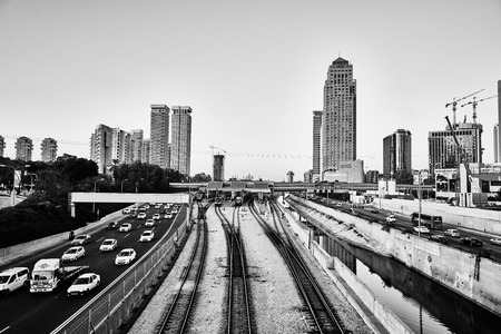 Tel Aviv 03 December, 2016: Tel Aviv city at night, Ayalon high-way.のeditorial素材
