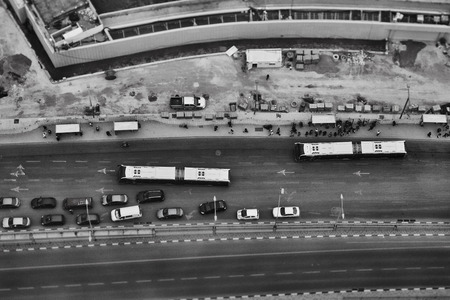 Tel Aviv - 10.06.2017: Aerial view on Tel Aviv roads and property.のeditorial素材