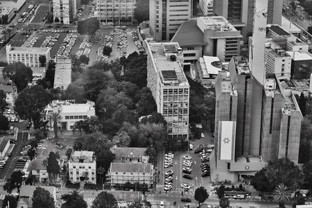 Tel Aviv - 10.06.2017: Aerial view on Tel Aviv roads and property.のeditorial素材