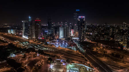 Tel Aviv-Ramat Gan city center aerial drone view