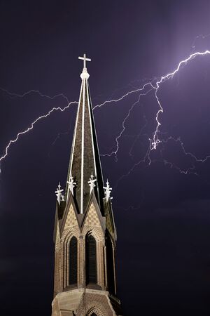 Church Steeple and Lightning