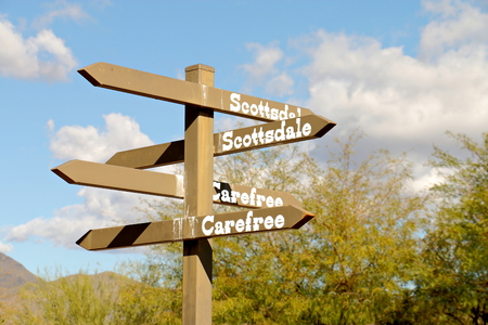 Directional Sign in Cave Creek, Arizonaの写真素材