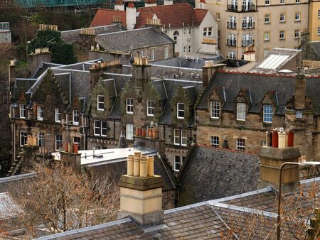 Aerial view of Architecture in Edinburgh, Scotlandの写真素材