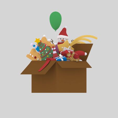 Ending Christmas box.3d illustrationの写真素材