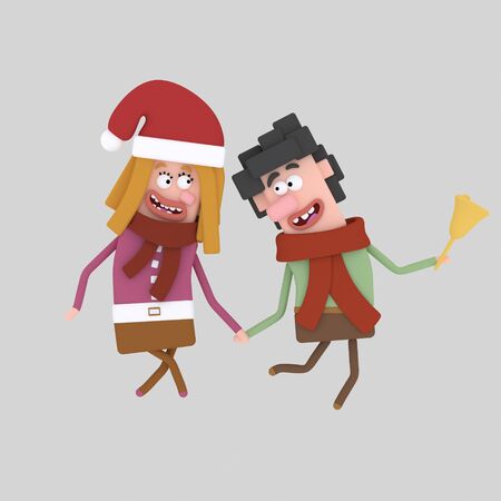 Couple celebrating Xmas illustration.の写真素材
