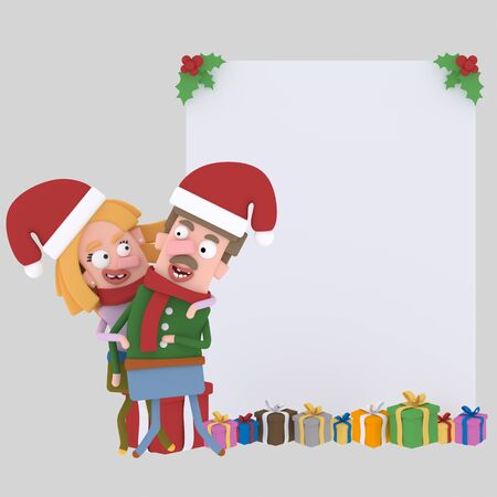 Couple in love banner.3d illustration.の写真素材