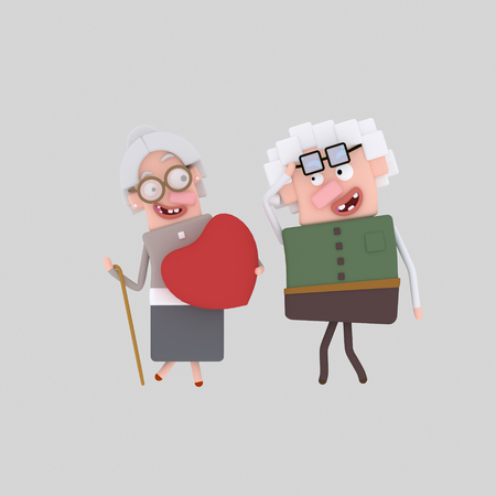 Old couple in love. 3d illustrationの写真素材