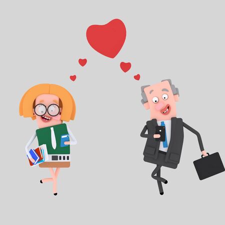 Couple having app love match. 3d illustration.の写真素材