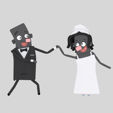 Black couple dancing. 3d illustrationの写真素材