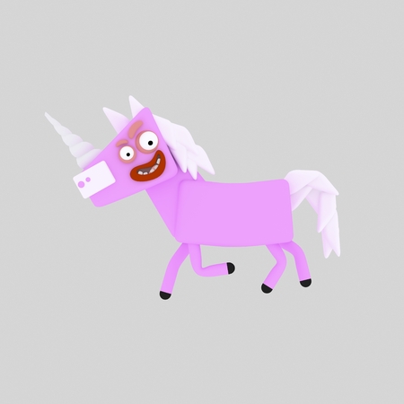 Pink unicorn .3d illustration.の写真素材