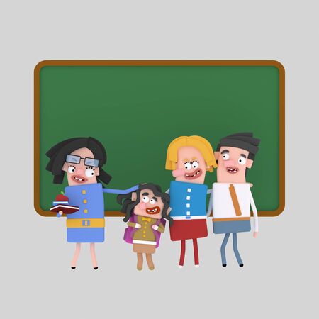 Teacher proud student. 3d illustrationの写真素材
