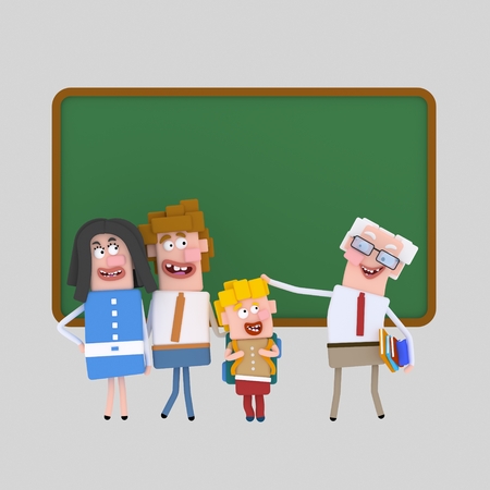Teacher proud of student. 3d illustrationの写真素材