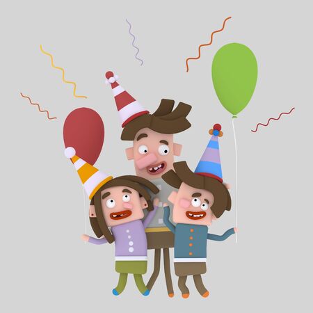 Happy kids father's day. 3d illustrationの写真素材