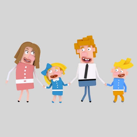 Happy family 3d illustrationの写真素材