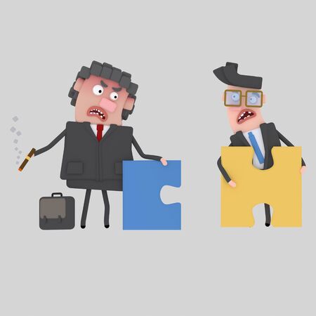 Businesspeople arguing. Puzzles don''t fit .. 3d illustrationの写真素材