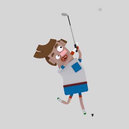 Man playing golf. 3d illustrationの写真素材