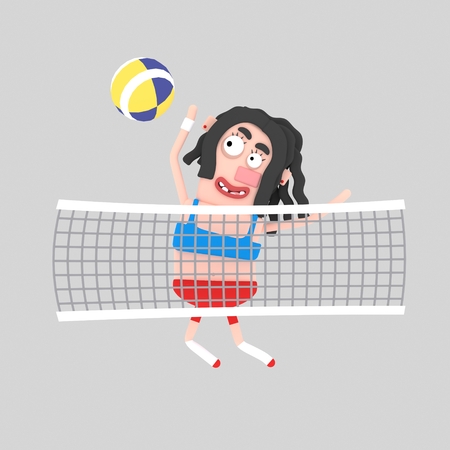 Woman playing volleyball. 3d illustrationの写真素材