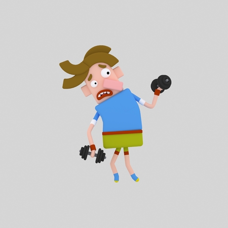 Man training gym. 3d illustrationの写真素材