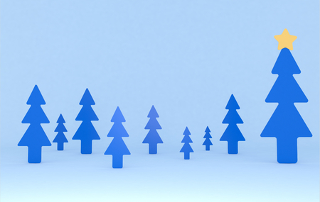 Blue pines background scene. Set. 3d illustrationの写真素材