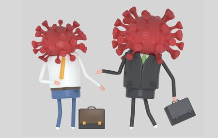 Business people infected by Covid-19. Covid19. Isolated. 3d illustration.の写真素材