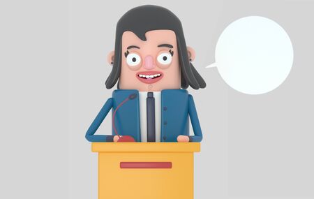 Politician woman talking. Isolated. 3d illustration.の写真素材