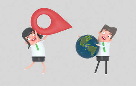 Girl placing on a globe world map a location iconIsolated. Easy automatic vectorization. Easy background remove. Easy color change. Easy combine. 6000x3800 - 300DPI For custom illustration contact me.の写真素材