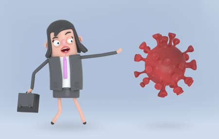 Infected people at work. Office. Covid19. Isolated. 3d illustration.の写真素材