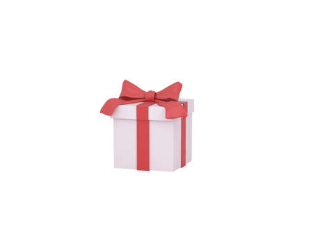 Box Gif With a red ribbon. Isolated. 3d illustrationの写真素材