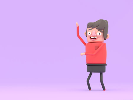 Couple opening a big gift box. 3d illustration.