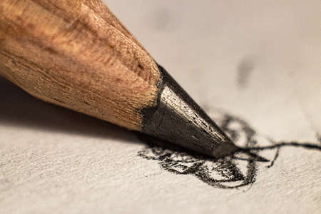 Macro photography of pencils. Front photo of pencils. Mechanical and manual sharpening . Photo for the site about art, hobbies, education. clouseupの写真素材