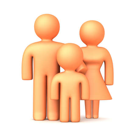 A representation of a family of three in 3D の写真素材