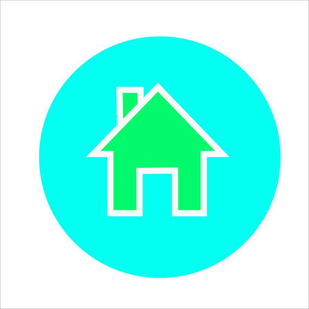 Home icon reflected on glossy blue green square buttonのイラスト素材