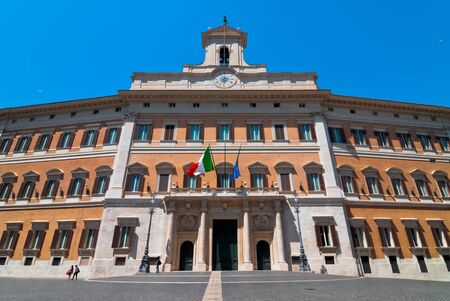 Facade of the Palace of Montecitorio in Rome in Italyのeditorial素材