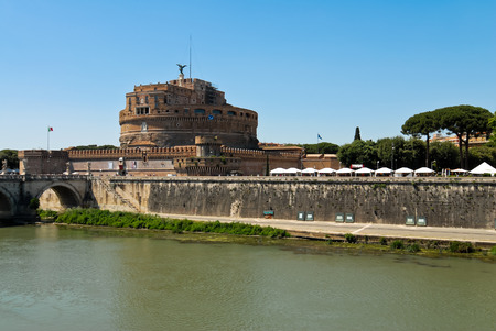 Castle St Angel on the Tiber river in Rome during the dayのeditorial素材