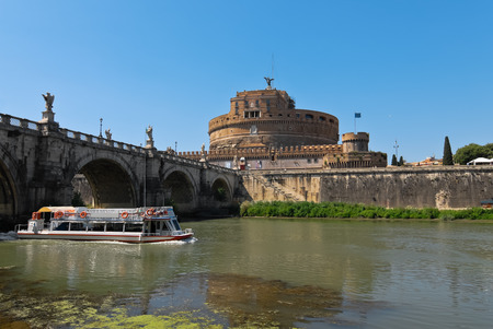 Castle St Angel in Rome and boat cruise on the Tiberのeditorial素材