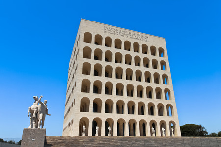 Perspective of the Palazzo della Civilta Italiana in Romeのeditorial素材