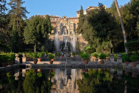 Central view of the Villa dEste in Tivoli during the dayのeditorial素材